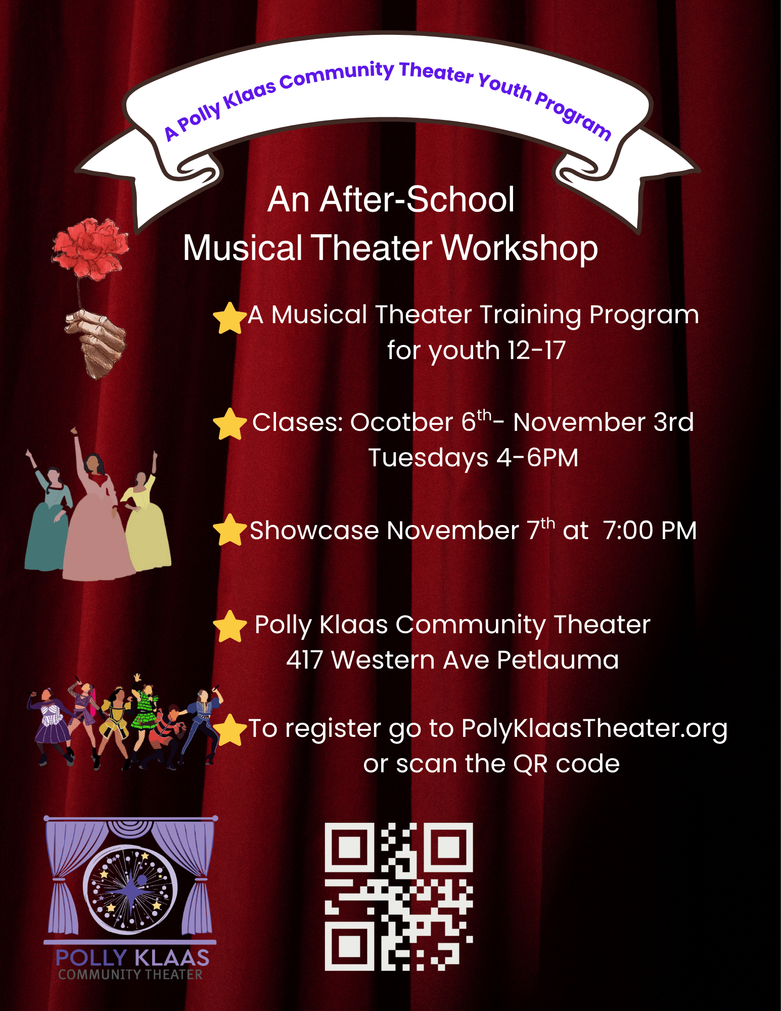 Flyer an after school muiscal theater workshop